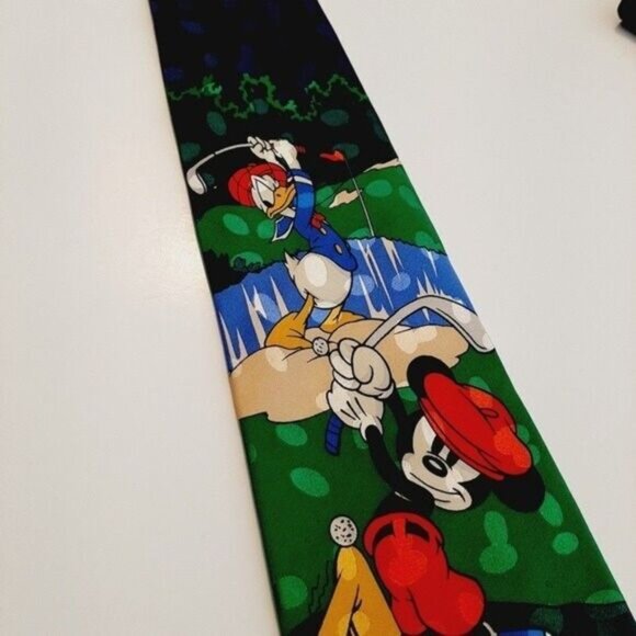 DISNEY | Vintage Handmade 100% Silk Golf Men's Necktie Mickey Inc. - Picture 3 of 11
